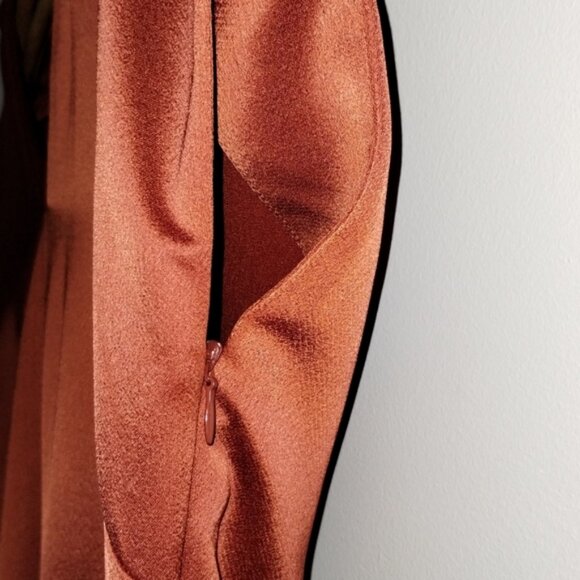 Halston autumn orange V-neckline dress size L - Picture 2 of 4